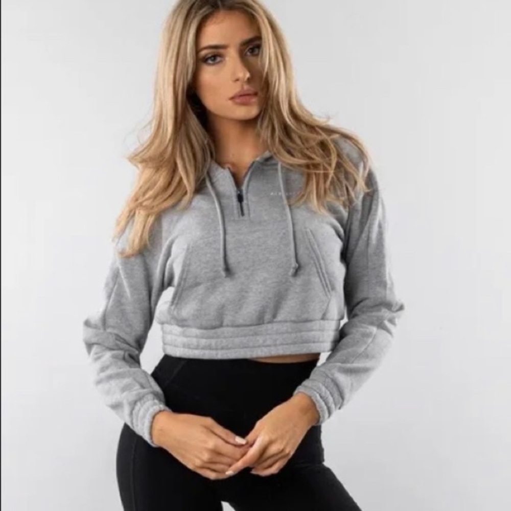 Alphalete Capital Crop Hoodie in Gray M